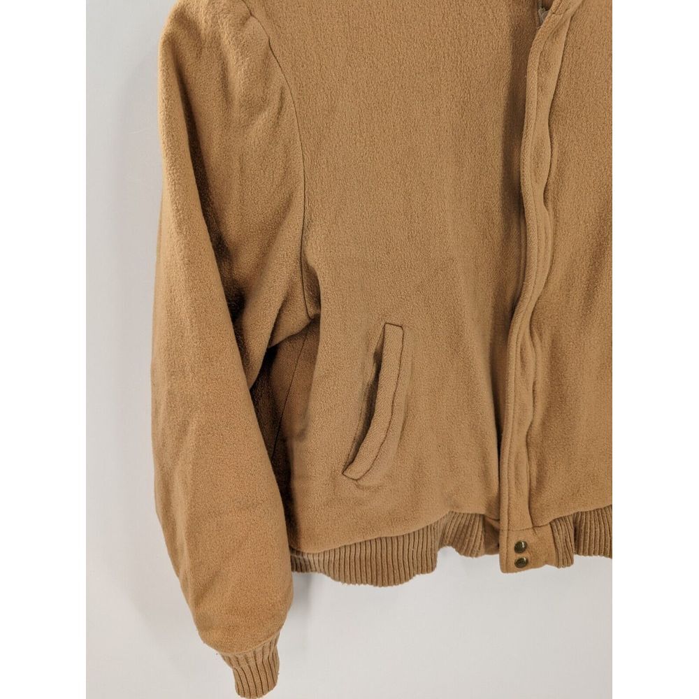 Woolrich Vintage USA Made Men's Wool Tan Bomber Jacket Coat, Flannel Lined, XL - Picture 3 of 12